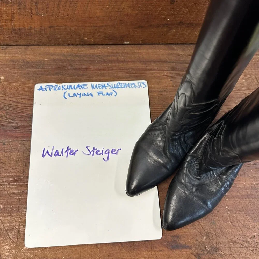 Walter Steiger Black Leather Knee High Boots Size 37 - Picture 13 of 13